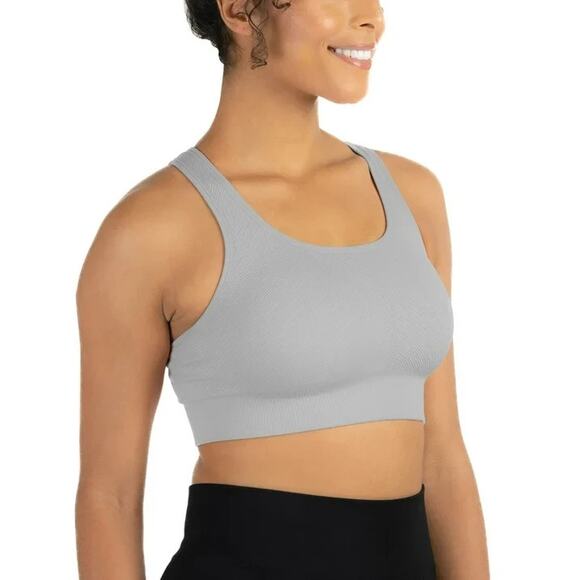 Members Mark Womens Seamless Racerback Sports Bra Light Grey Size XXL - Picture 3 of 7